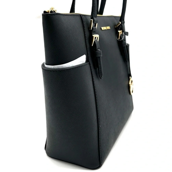 Michael Kors Large Charlotte Tote Bag Leather Black - Picture 4 of 12